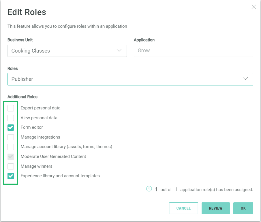 Modify User Application and Business Unit Access