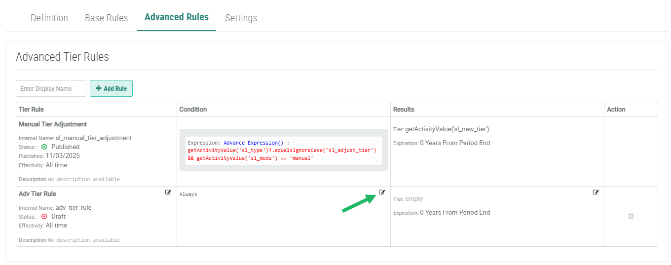 Create an Advanced Tier Rule