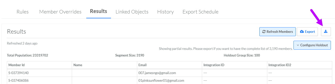 Manually Export the Members in a Segment