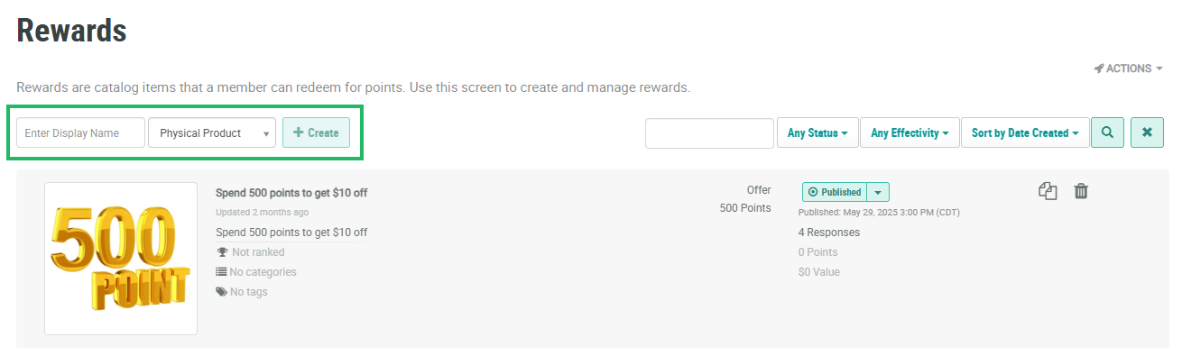 Your Rewards Display Html/css Create a Reward